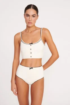 STAUD ABBY SWIM TOP  IVORY BLACK IVORYBLACK Discount