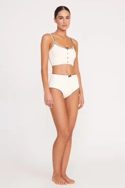 STAUD ABBY SWIM TOP  IVORY BLACK IVORYBLACK Discount