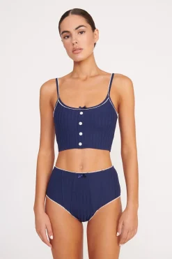 STAUD ABBY SWIM TOP  NAVY WHITE NAVYWHITE Best