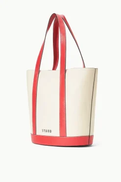 STAUD ALLORA TOTE  CREAM RED ROSE REDROSE Clearance