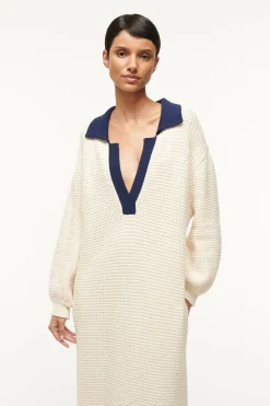 STAUD ALTEA DRESS  IVORY NAVY IVORYNAVY New