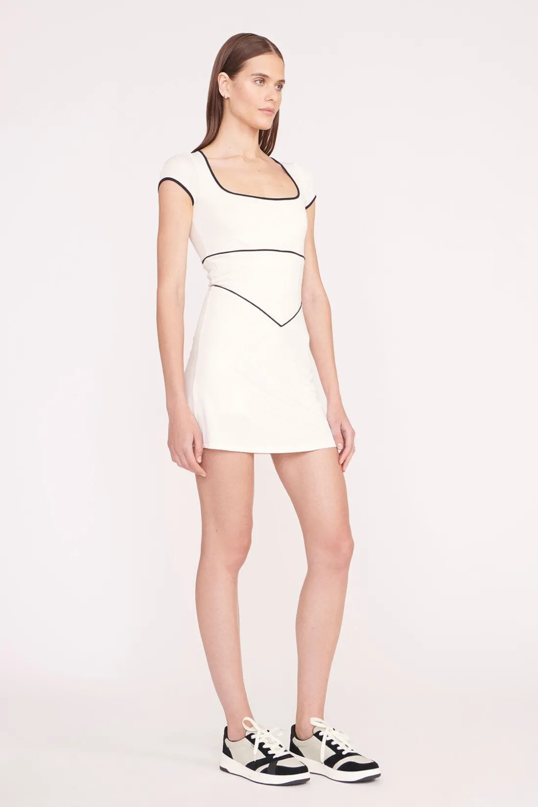 STAUD BACKSPIN DRESS IVORY BLACK IVORYBLACK Best