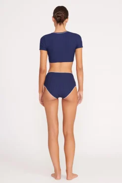 STAUD BRENTON HIGH RISE BIKINI BOTTOM  NAVY WHITE NAVYWHITE Outlet