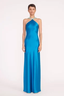 STAUD CADENCE DRESS  ISLAND BLUE ISLANDBLUE