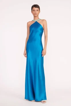 STAUD CADENCE DRESS ISLAND BLUE ISLANDBLUE
