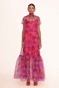 STAUD CALLUNA DRESS  MAGENTA PAINTED FLORAL MAGENTAPAINTEDFLORAL Outlet