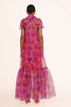 STAUD CALLUNA DRESS  MAGENTA PAINTED FLORAL MAGENTAPAINTEDFLORAL Outlet