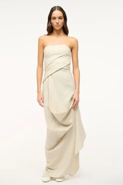 STAUD CARAVAGGIO DRESS   NATURAL Sale