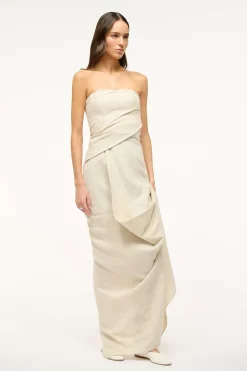 STAUD CARAVAGGIO DRESS   NATURAL Sale