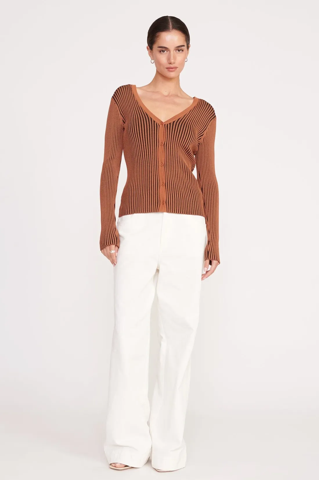 STAUD CARGO SWEATER BLACK TAN BLACKTAN New