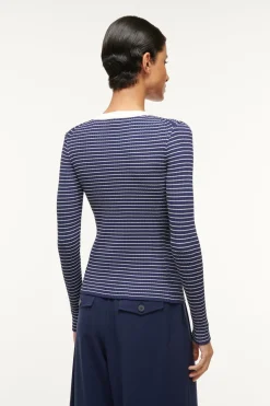 STAUD CARGO SWEATER  NAVY MICRO STRIPE NAVYMICROSTRIPE New