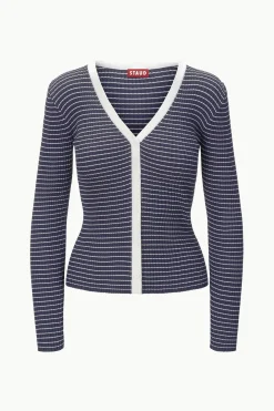 STAUD CARGO SWEATER  NAVY MICRO STRIPE NAVYMICROSTRIPE New