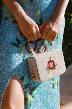STAUD CARMEN BEADED BOX BAG  DIAMOND ROSE DIAMONDROSE Online