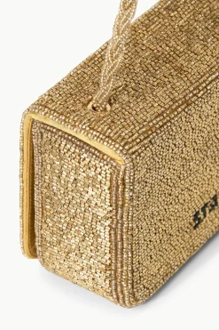 STAUD CARMEN BEADED BOX BAG   GOLD Sale