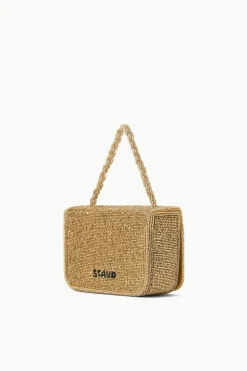 STAUD CARMEN BEADED BOX BAG   GOLD Sale