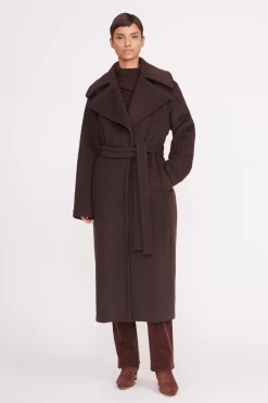 STAUD CARVER COAT  DARK CHOCOLATE DARKCHOCOLATE Sale