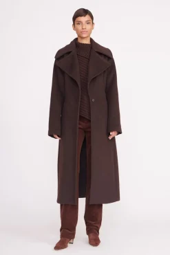 STAUD CARVER COAT  DARK CHOCOLATE DARKCHOCOLATE Sale