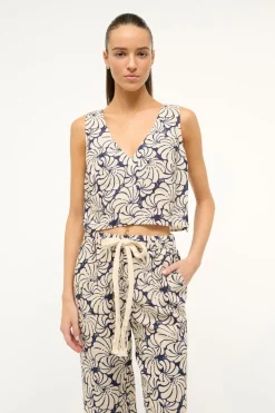STAUD CATANIA TOP  NAVY SCALLOP BLOCK PRINT NAVYSCALLOPBLOCKPRINT