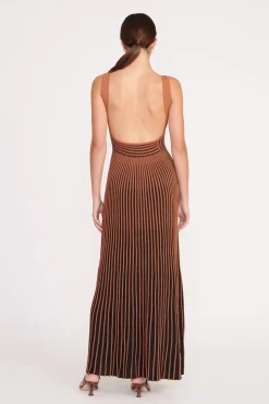 STAUD CLARETTA DRESS  TAN BLACK TANBLACK New