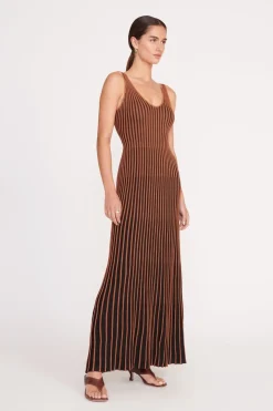 STAUD CLARETTA DRESS  TAN BLACK TANBLACK New