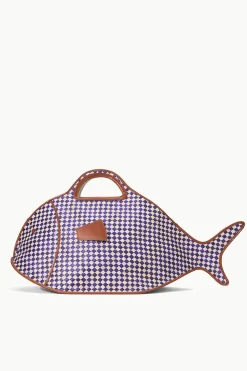 STAUD CLEO FISH BASKET TOTE  COCONUT CHECK COCONUTCHECK Clearance