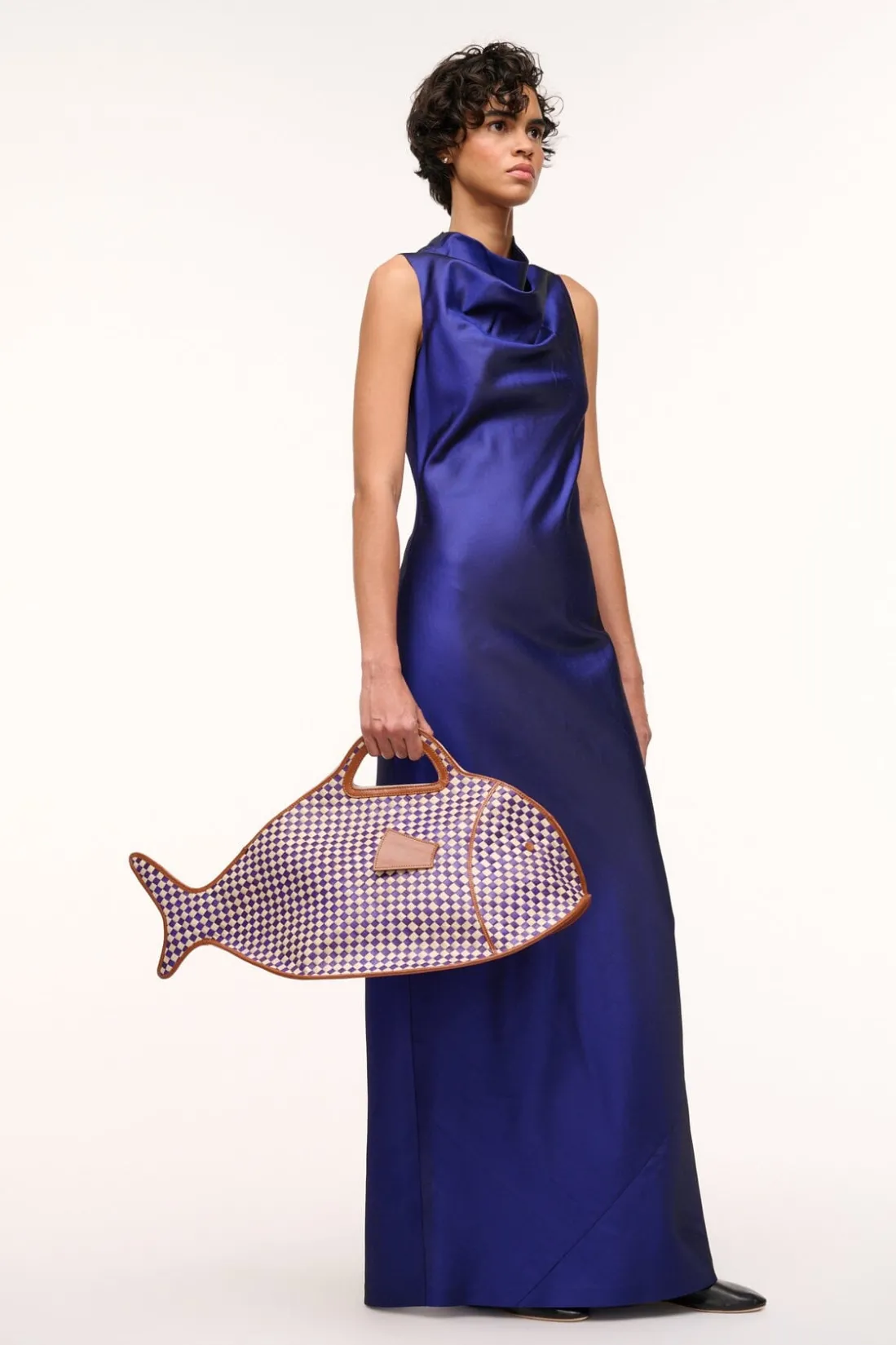 STAUD CLEO FISH BASKET TOTE COCONUT CHECK COCONUTCHECK Clearance
