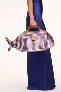 STAUD CLEO FISH BASKET TOTE COCONUT CHECK COCONUTCHECK Clearance
