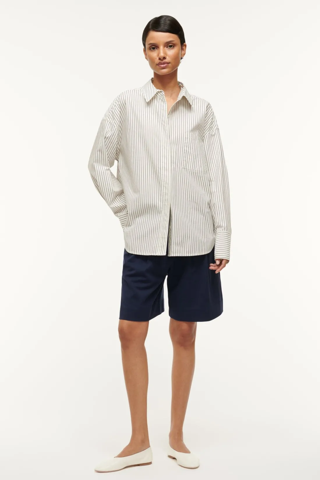 STAUD COLTON SHIRT IVORY MICRO STRIPE IVORYMICROSTRIPE Hot