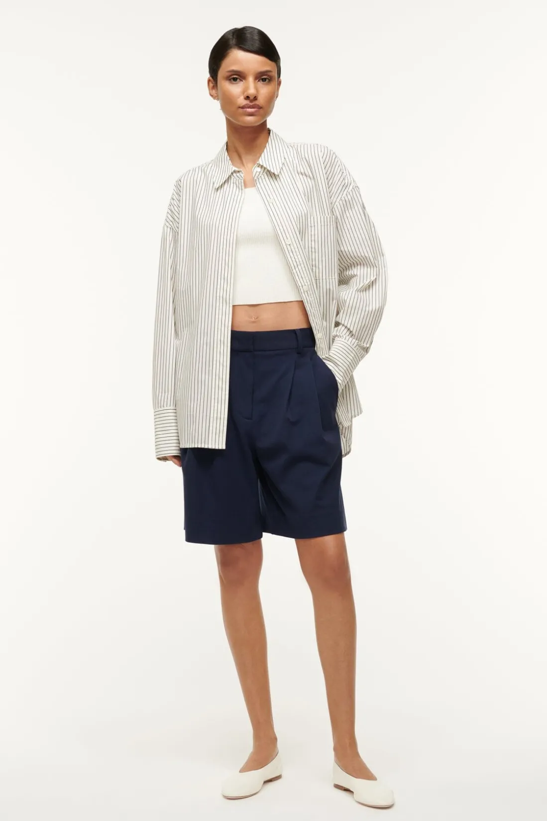 STAUD COLTON SHIRT IVORY MICRO STRIPE IVORYMICROSTRIPE Hot