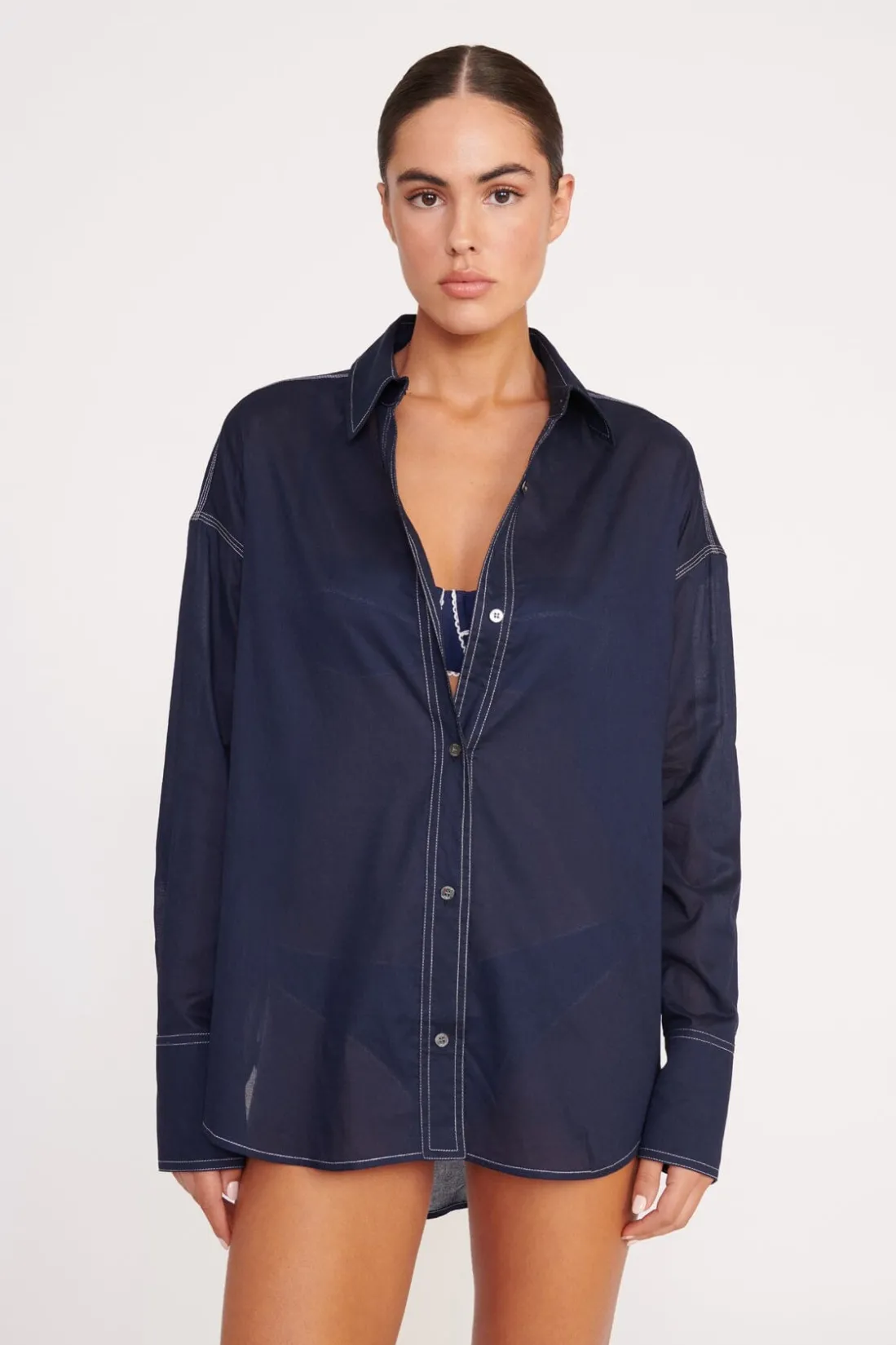 STAUD COLTON SHIRT NAVY WHITE NAVYWHITE Clearance