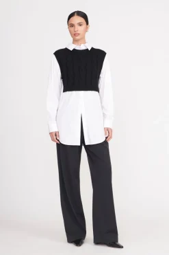 STAUD COOPER TOP  BLACK WHITE BLACKWHITE Hot