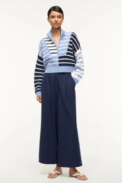 STAUD CROPPED HAMPTON SWEATER  ADRIATIC STRIPE ADRIATICSTRIPE New