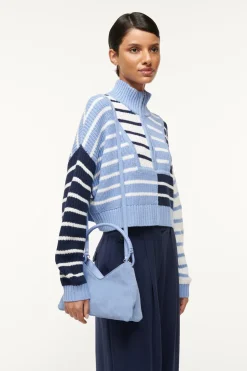 STAUD CROPPED HAMPTON SWEATER  ADRIATIC STRIPE ADRIATICSTRIPE New