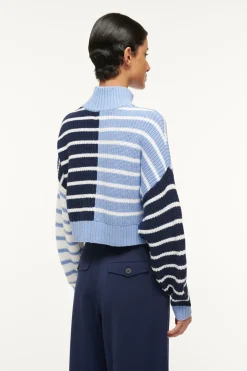 STAUD CROPPED HAMPTON SWEATER  ADRIATIC STRIPE ADRIATICSTRIPE New