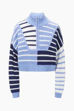 STAUD CROPPED HAMPTON SWEATER  ADRIATIC STRIPE ADRIATICSTRIPE New