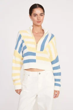 STAUD CROPPED HAMPTON SWEATER BUTTERCUP SEASHORE STRIPE BUTTERCUPSEASHORESTRIPE Sale