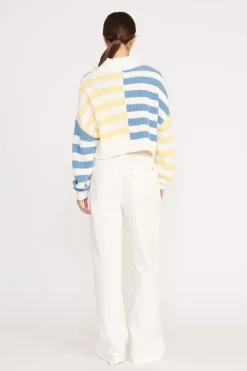 STAUD CROPPED HAMPTON SWEATER BUTTERCUP SEASHORE STRIPE BUTTERCUPSEASHORESTRIPE Sale