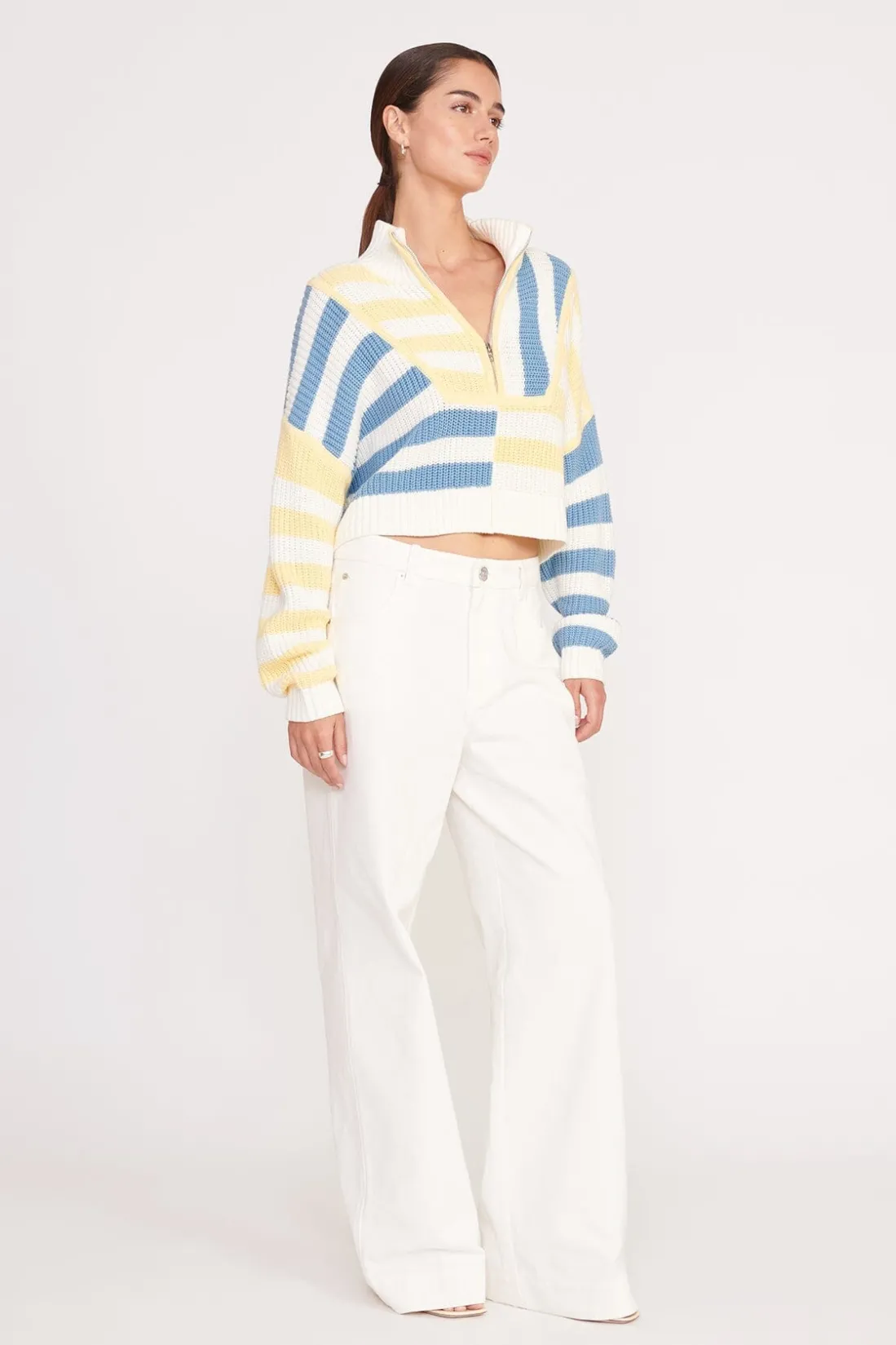 STAUD CROPPED HAMPTON SWEATER BUTTERCUP SEASHORE STRIPE BUTTERCUPSEASHORESTRIPE Sale