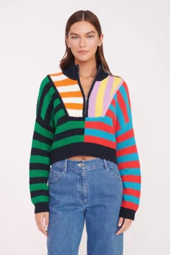 STAUD CROPPED HAMPTON SWEATER  CABANA STRIPE MULTI CABANASTRIPEMULTI Hot