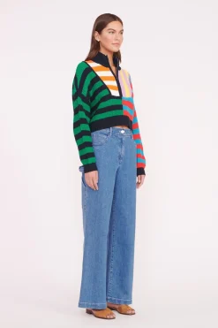 STAUD CROPPED HAMPTON SWEATER CABANA STRIPE MULTI CABANASTRIPEMULTI Hot