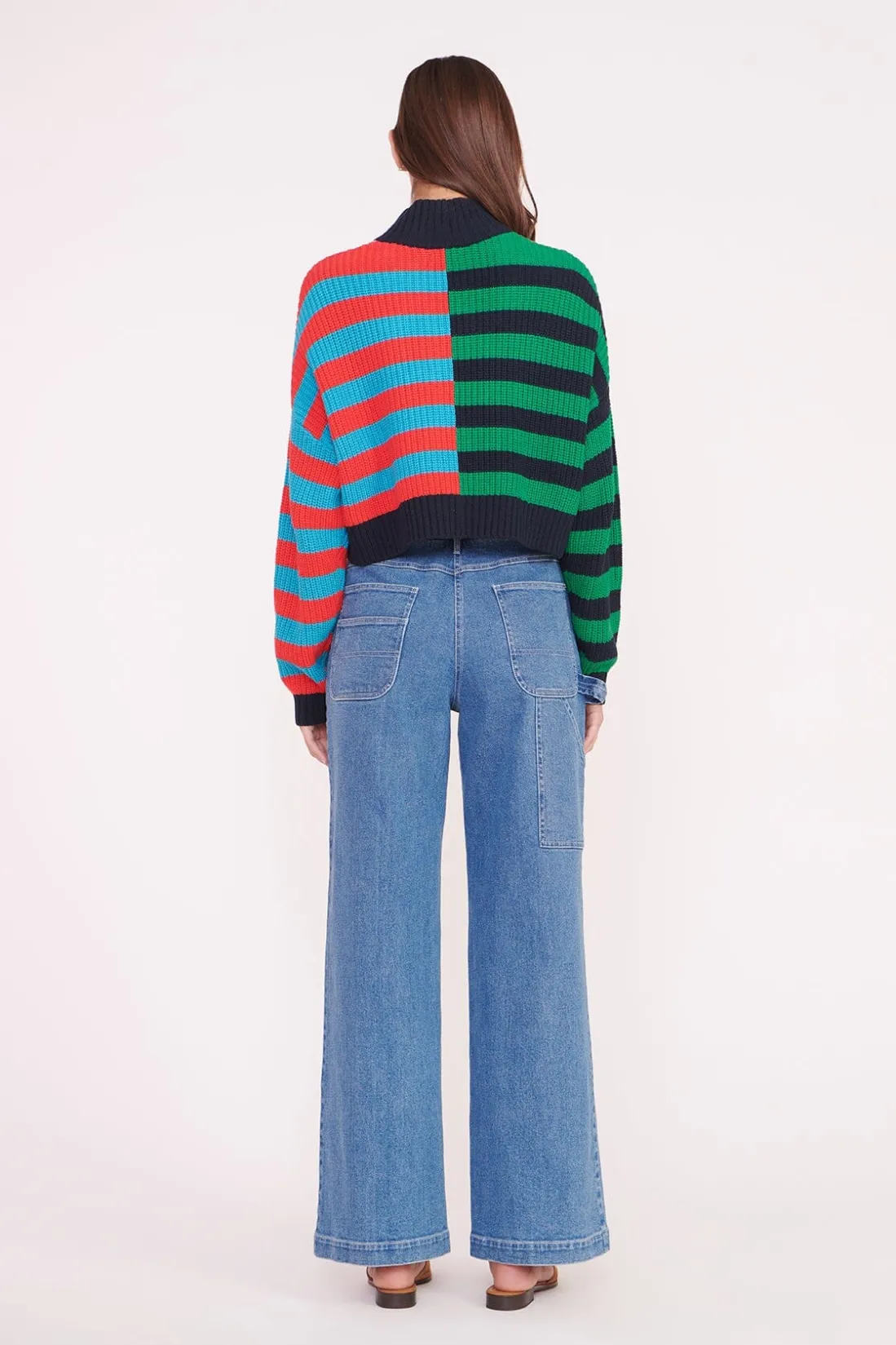 STAUD CROPPED HAMPTON SWEATER CABANA STRIPE MULTI CABANASTRIPEMULTI Hot