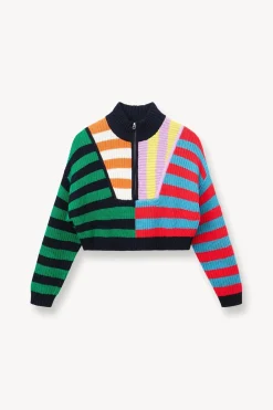 STAUD CROPPED HAMPTON SWEATER CABANA STRIPE MULTI CABANASTRIPEMULTI Hot