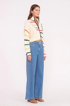 STAUD CROPPED HAMPTON SWEATER  CREAM RAINBOW MULTI CREAMRAINBOWMULTI Clearance