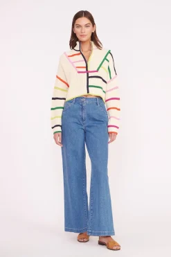 STAUD CROPPED HAMPTON SWEATER  CREAM RAINBOW MULTI CREAMRAINBOWMULTI Clearance