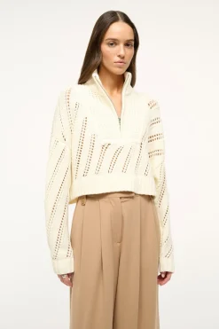 STAUD CROPPED HAMPTON SWEATER   IVORY Best