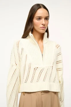 STAUD CROPPED HAMPTON SWEATER   IVORY Best