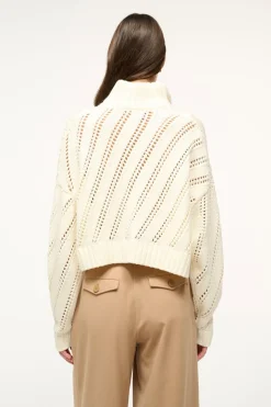 STAUD CROPPED HAMPTON SWEATER   IVORY Best