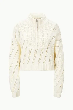 STAUD CROPPED HAMPTON SWEATER   IVORY Best