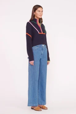STAUD CROPPED HAMPTON SWEATER NAVY MULTI NAVYMULTI Hot