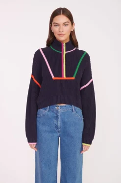 STAUD CROPPED HAMPTON SWEATER NAVY MULTI NAVYMULTI Hot